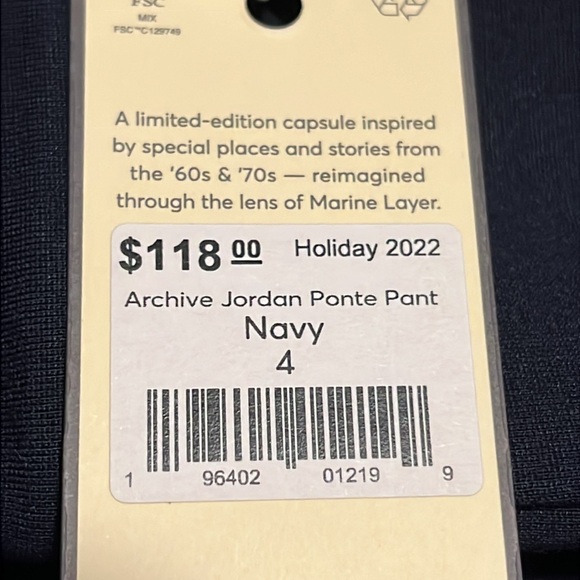 Marine Layer Archive Womens Jordan Navy Ponte Cropped Straight Leg - Picture 9 of 9